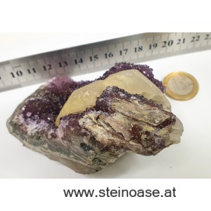 Amethyst Drusenstück mit Calcit